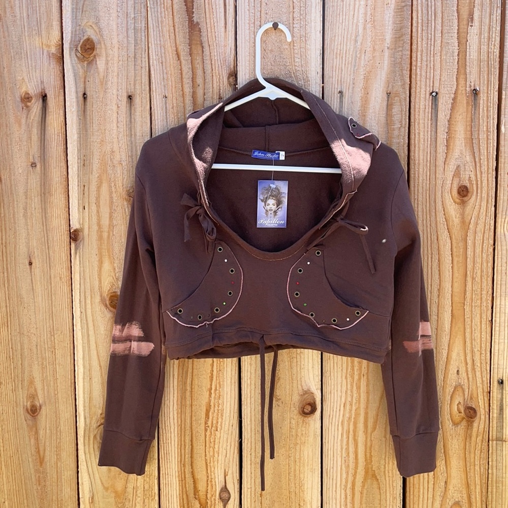 John Studio NWT Cropped Brown Hoodie